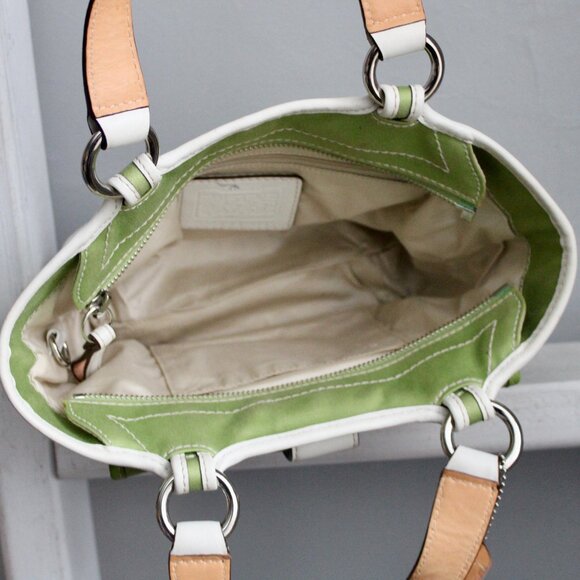 Coach VTG Y2K Green & White Soho Twill & Leather Mini Tote Bag A06S - 1881 - Picture 5 of 11